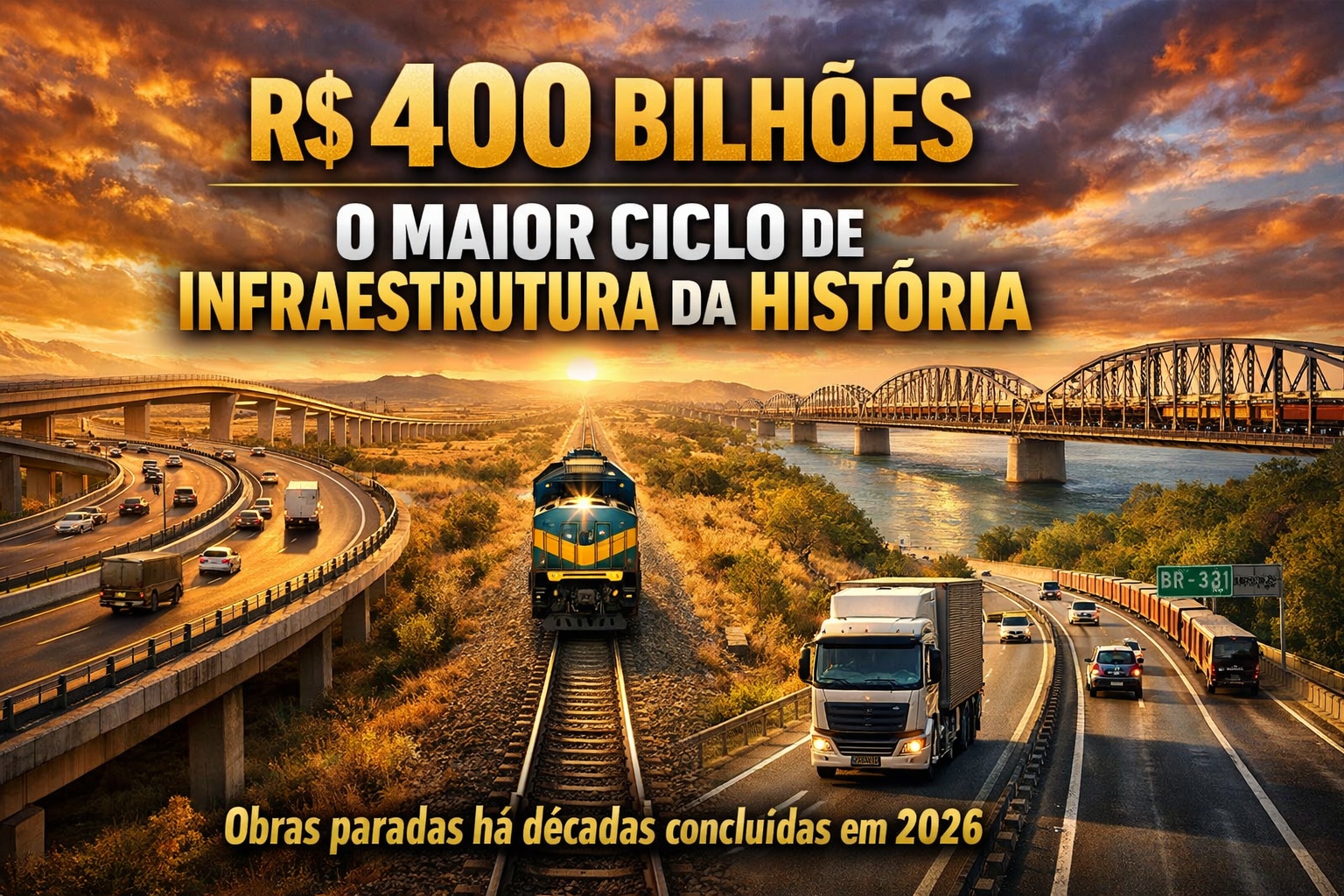 Brasil investe R$ 400 bilhões no maior ciclo de infraestrutura da história e conclui em 2026 obras paradas há décadas: Rodoanel que levou 13 anos fica completo, Transnordestina de 1.757 km encerra espera de 40 anos, BR-381 'rodovia da morte' vira 'rodovia da vida', e ponte sobre Rio São Francisco vira maior ferrovia da América Latina