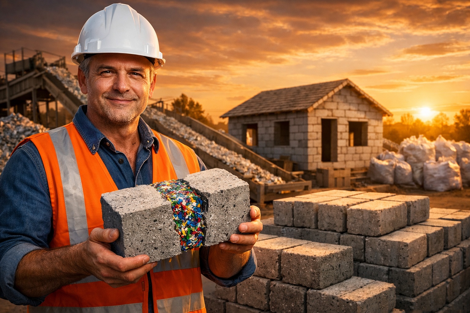 Engenheiro civil com 25 anos de carreira cria o RESIN8, transforma plástico irreciclável em agregado para construção, processa 610 toneladas por mês, mobiliza 500 coletores e ergue casas com blocos 15% mais leves que o concreto