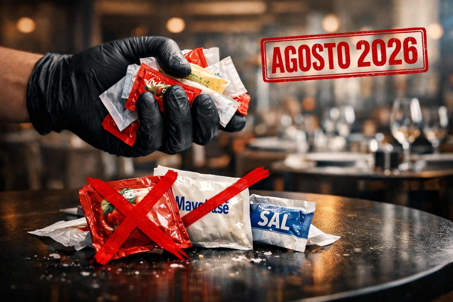 O fim dos sachês descartáveis: restaurantes terão que retirar ketchup, maionese e sal das mesas a partir de agosto de 2026 na Europa