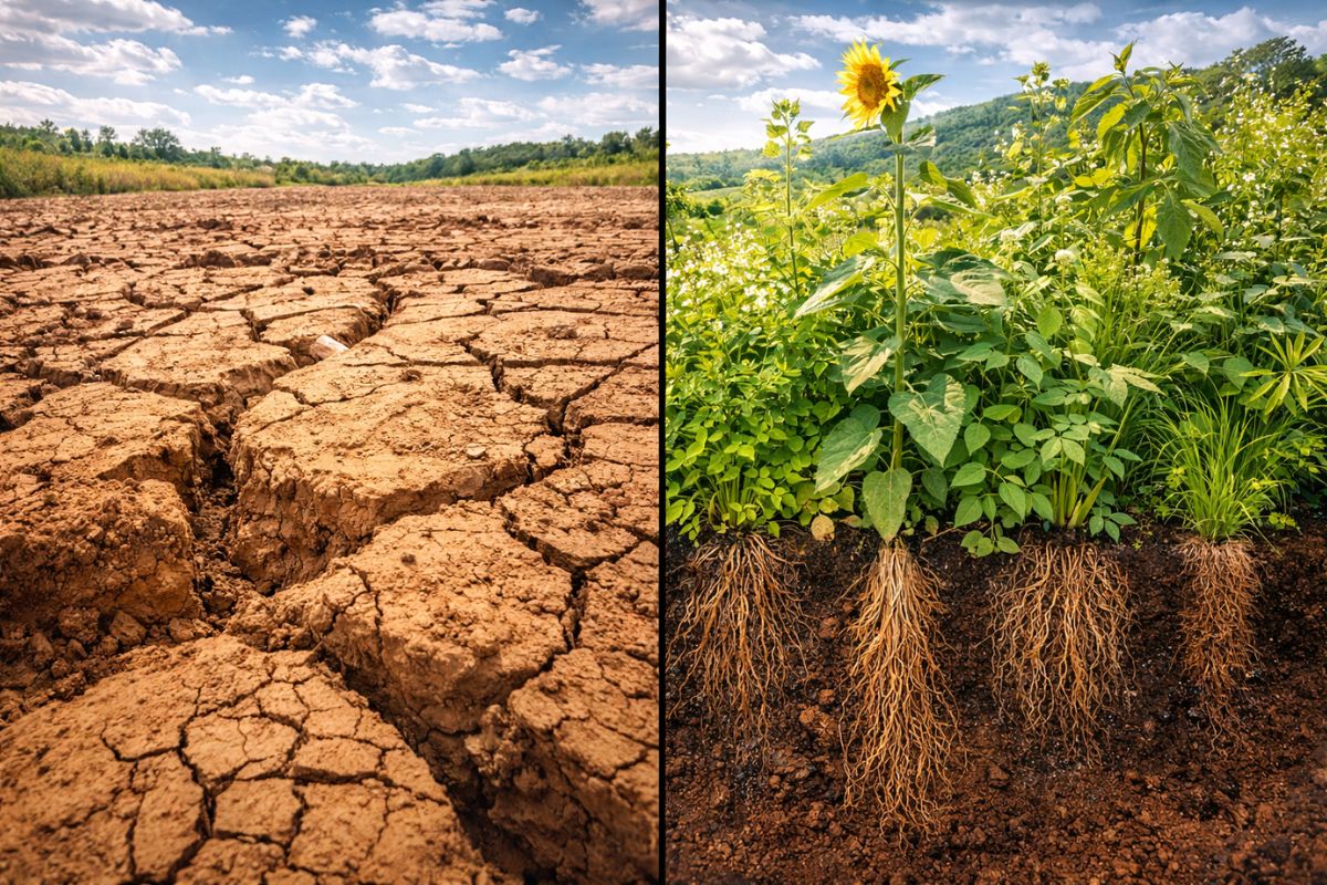 10 plantas usadas no Brasil conseguem recuperar solo compactado e degradado sem química, usando raízes profundas, cobertura vegetal e adubação verde para transformar (7)