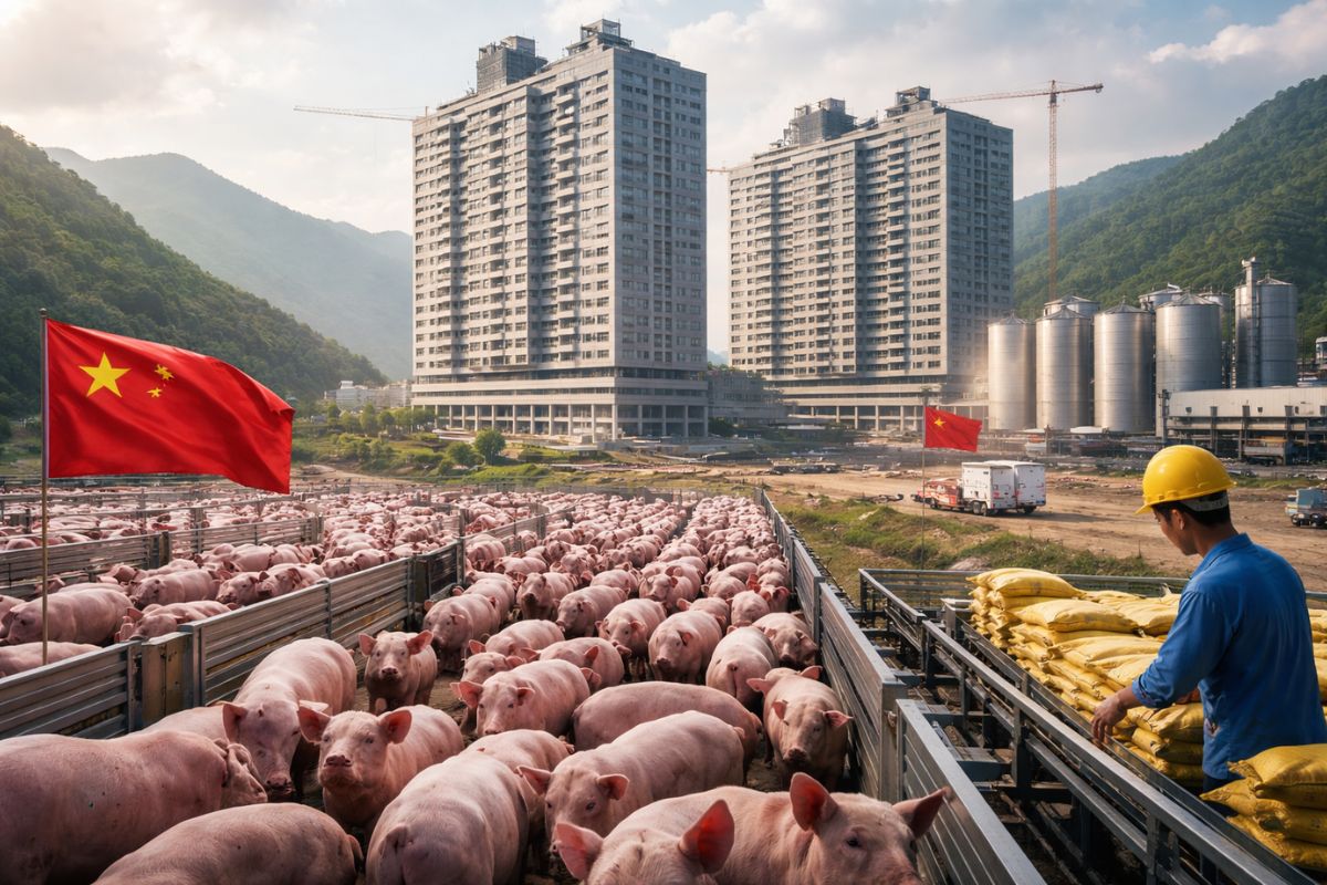 As fazendas da China avançam no Vietnã com suínos em arranha-céus e novo complexo bilionário.