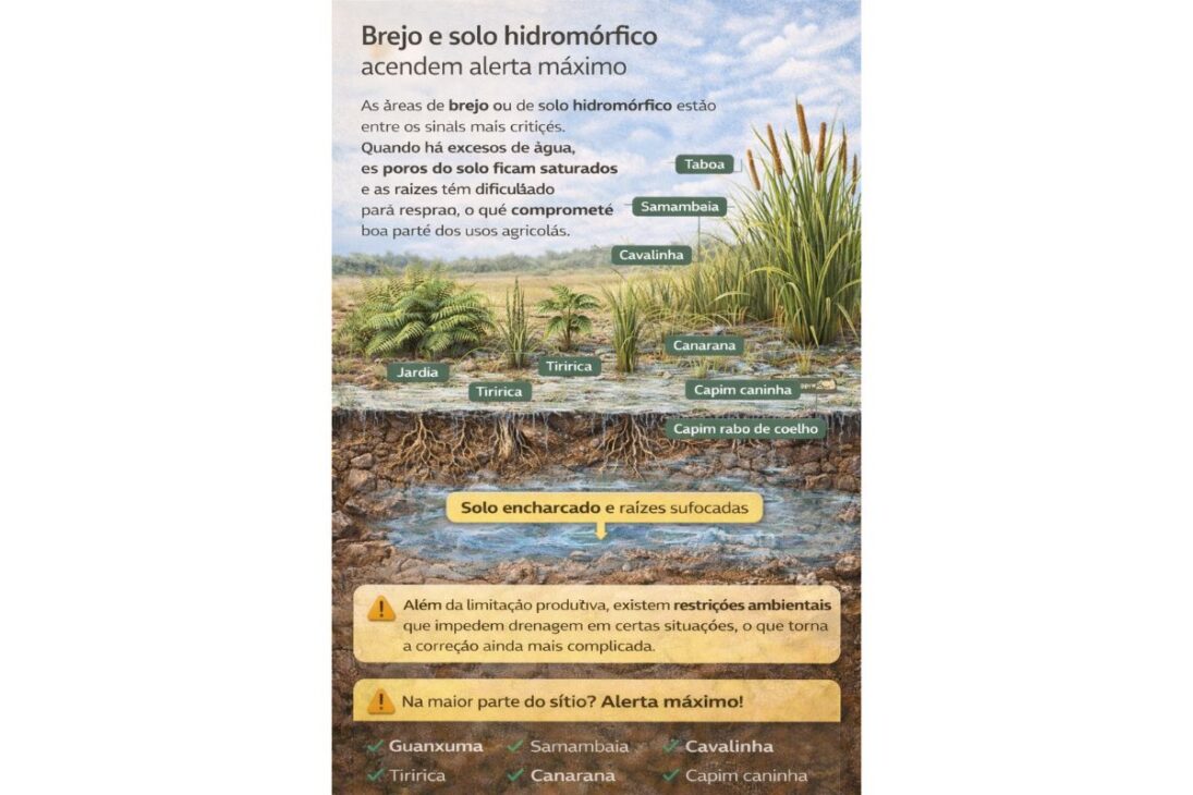 On a property, indicator plants reveal shallow soil, swamp, and signs of problematic land before purchase.