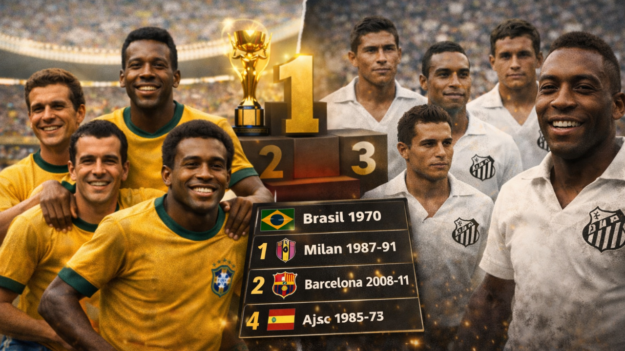 Brasil 1970 é eleito o melhor time da história em ranking futebol da FourFourTwo; Santos Pelé também aparece no Top 10.