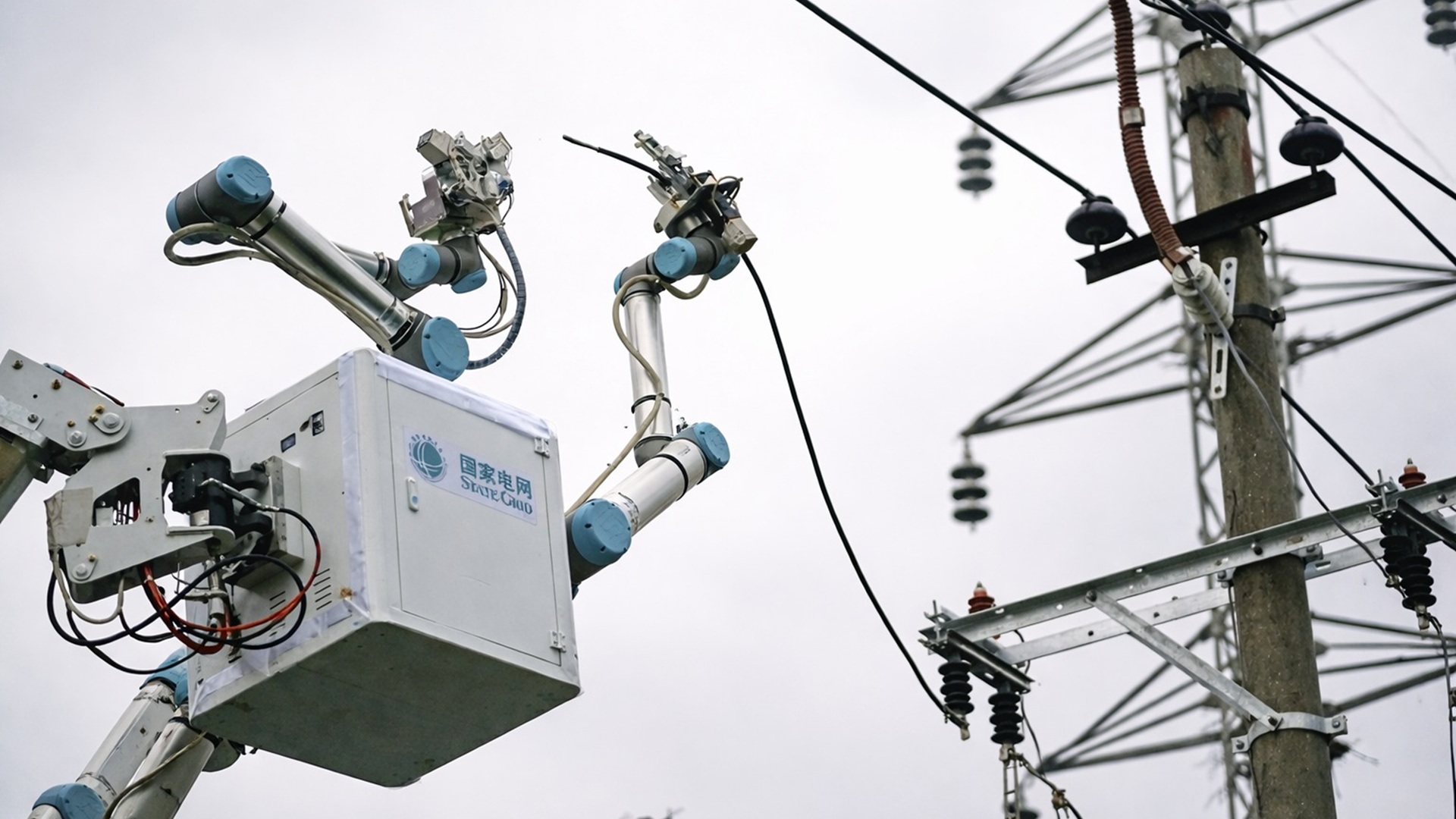 Robô chinês executa reparo em linha elétrica de 10 kV em Hubei, substituindo eletricistas humanos e reduzindo riscos de choque elétrico.
