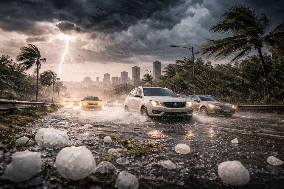 Ciclone extratropical e frente fria espalham granizo, temporais e alerta no Sul neste fim de semana.