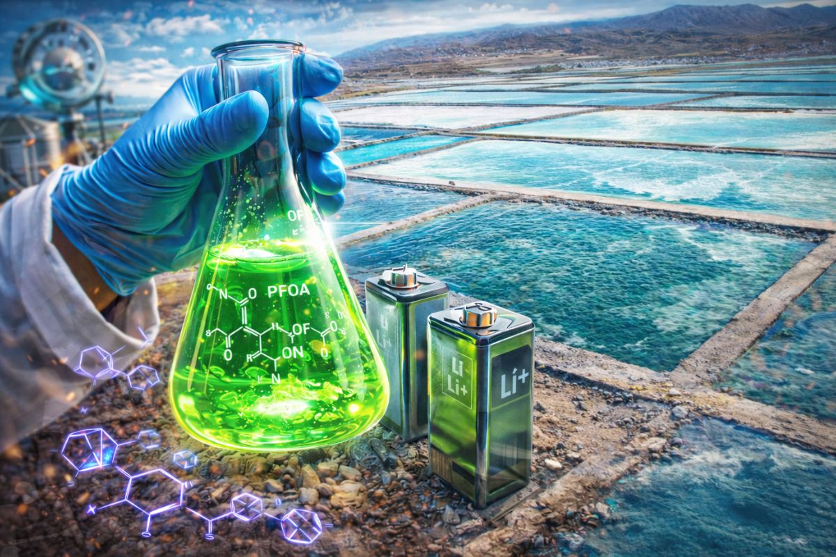 Cientistas transformam químicos eternos tóxicos em ferramenta para extrair lítio com 99% de pureza, reduzir impacto ambiental e melhorar baterias em um processo rápido (3)