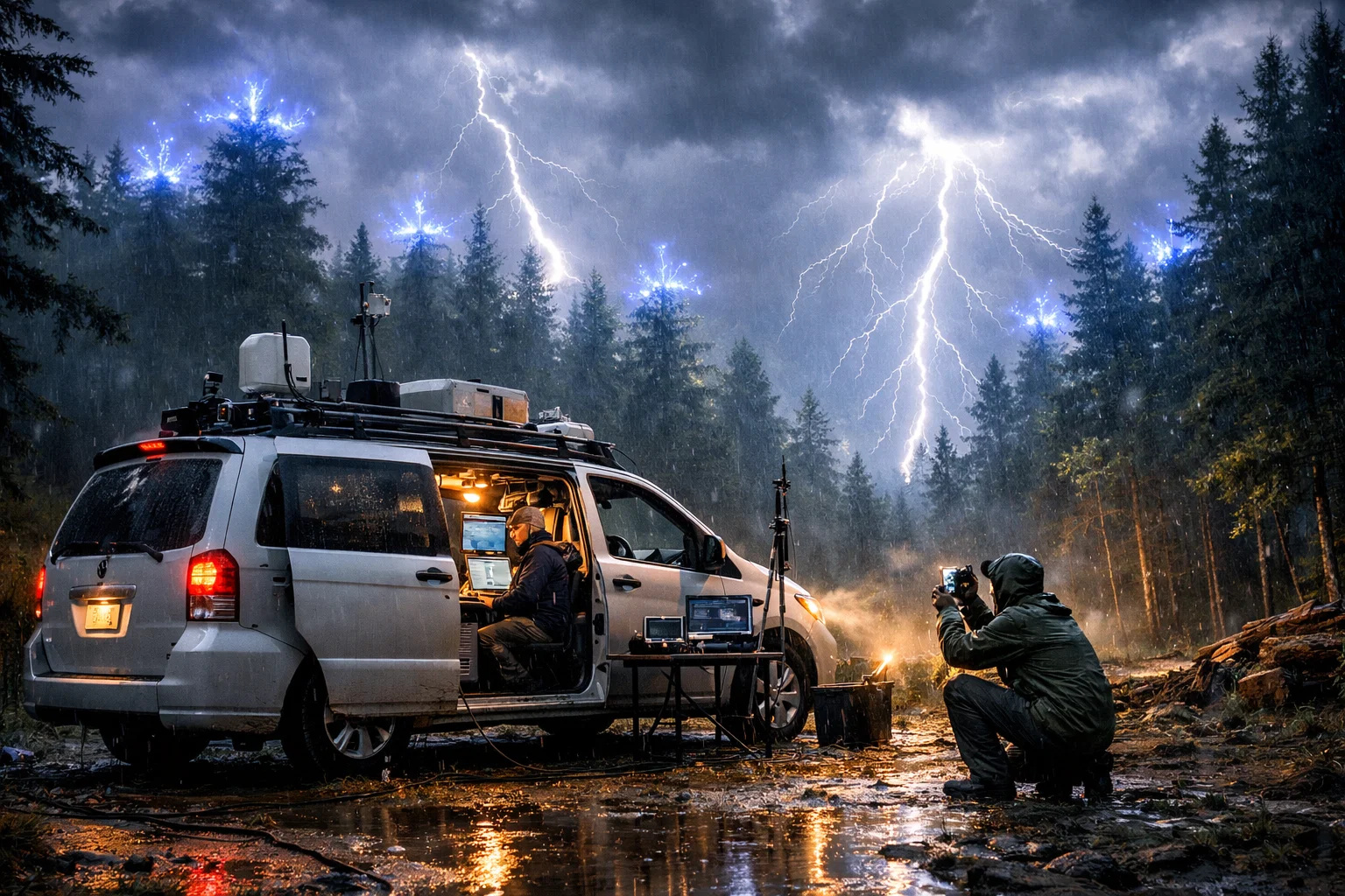 Cientistas transformam uma minivan em laboratório e descobrem fenômeno elétrico invisível nas copas das árvores