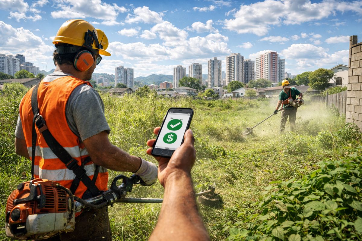 Com 21,8 mil lotes baldios, Projeto Boscaiolo cria aplicativo que paga por roçada, aciona pequenos trabalhadores, cobra donos omissos e transforma limpeza de terrenos em renda extra (2)