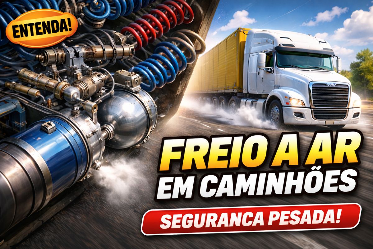 Com mais de 30 toneladas a 90 kmh, caminhões param com segurança graças ao freio a ar sistema com compressor