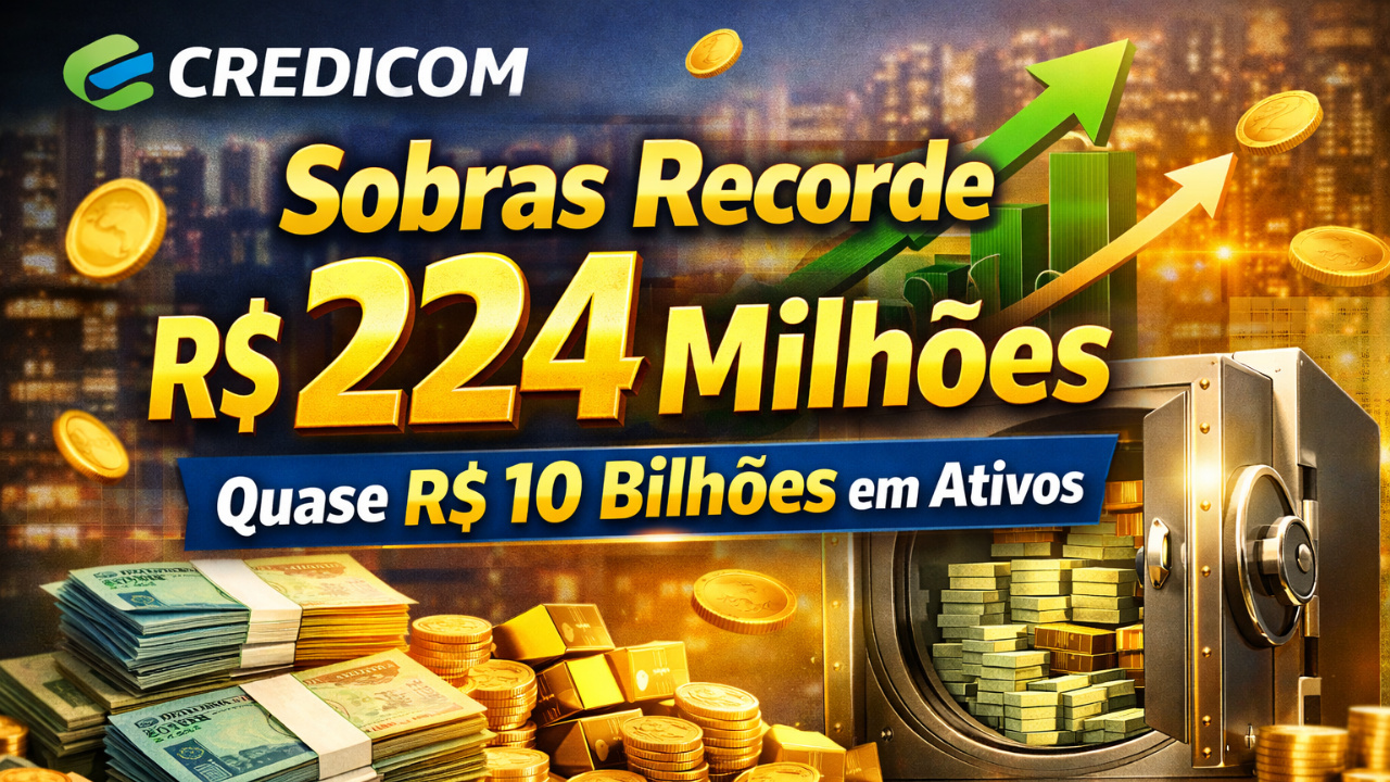 Resultados históricos levam Credicom a R$ 224 milhões em sobras e quase R$ 10 bilhões em ativos financeiros.
