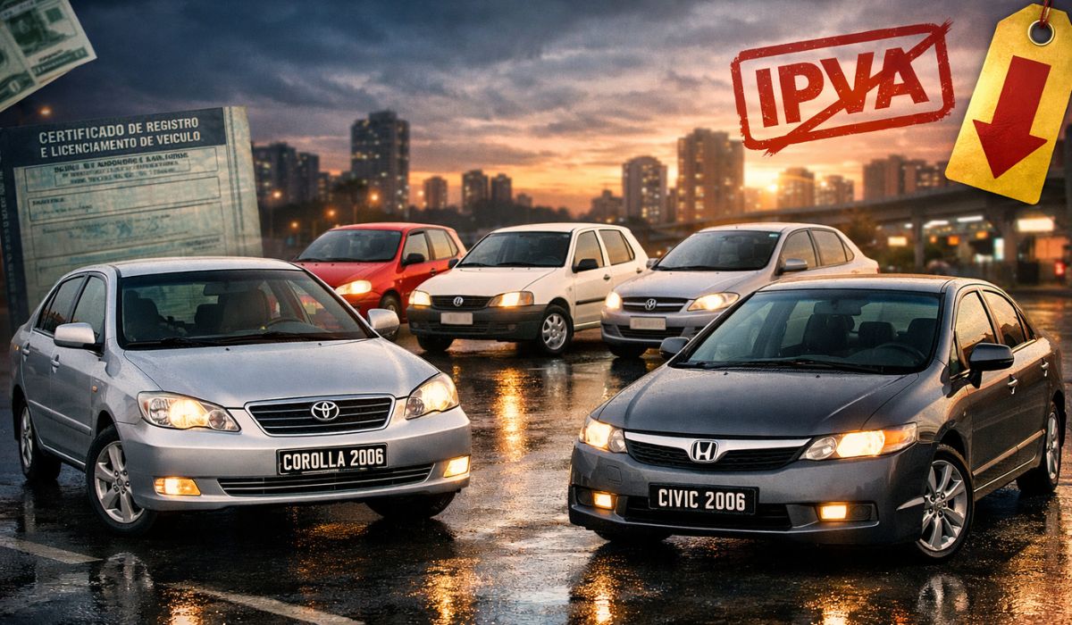 IPVA 2026 pode reduzir custos de carros antigos como Corolla, Civic, Gol, Uno e Corsa e mexer no mercado de usados.