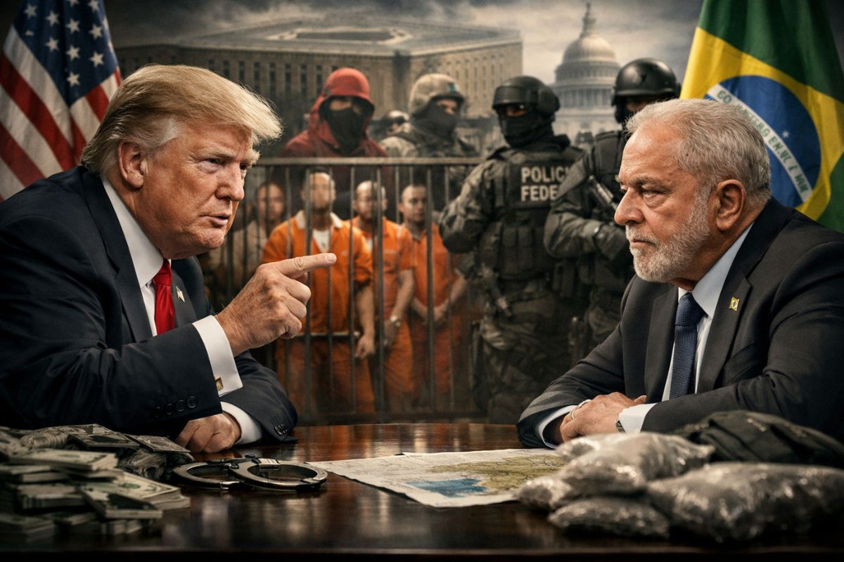 Brasil discute presos estrangeiros em proposta ligada ao crime organizado e à cooperação internacional, enquanto governo enfrenta pressão para combater facções criminosas. IMAGEM: IA
