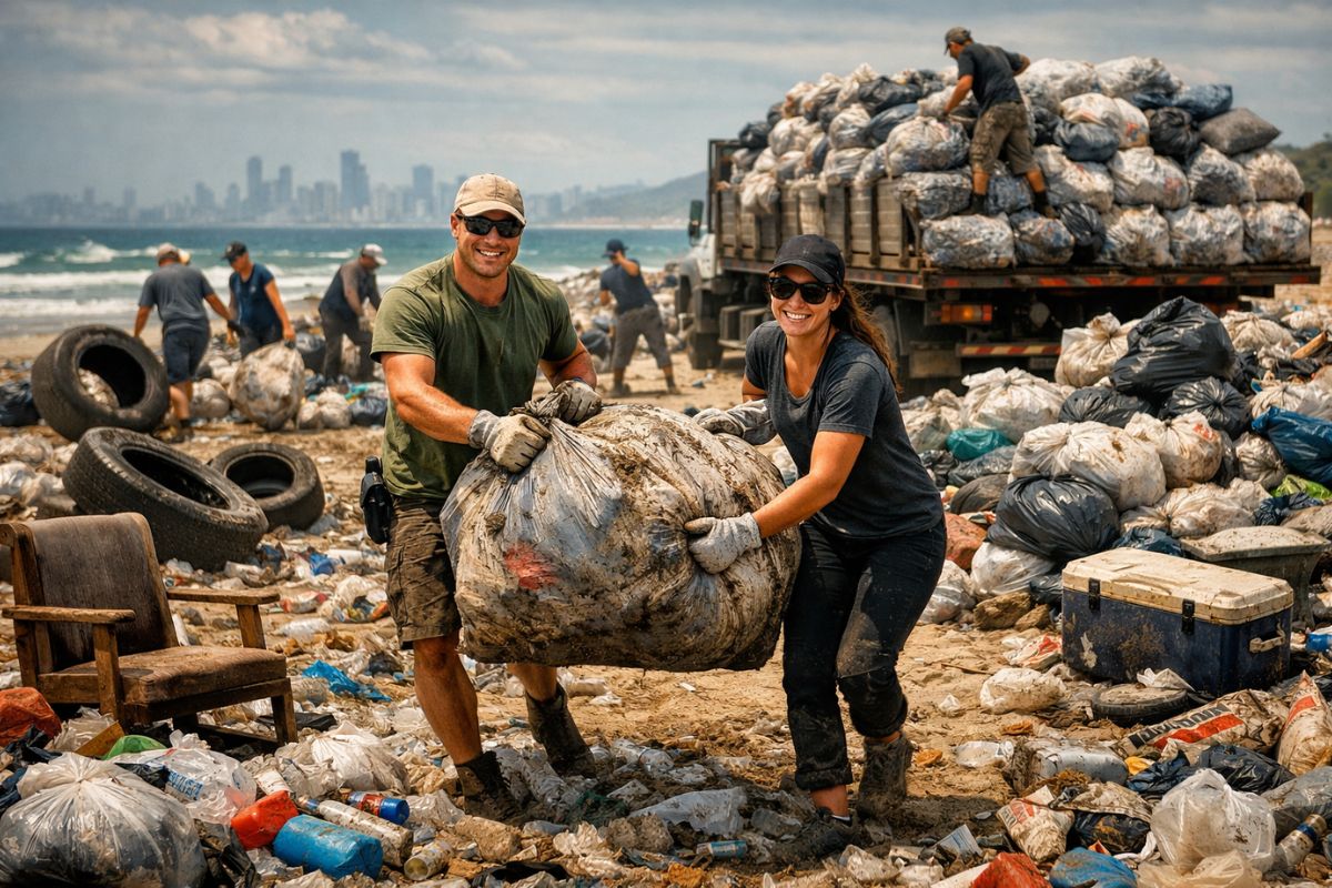 A poluição na Baía de Guanabara faz da Ilha do Fundão um retrato de toneladas de lixo e descarte irregular.