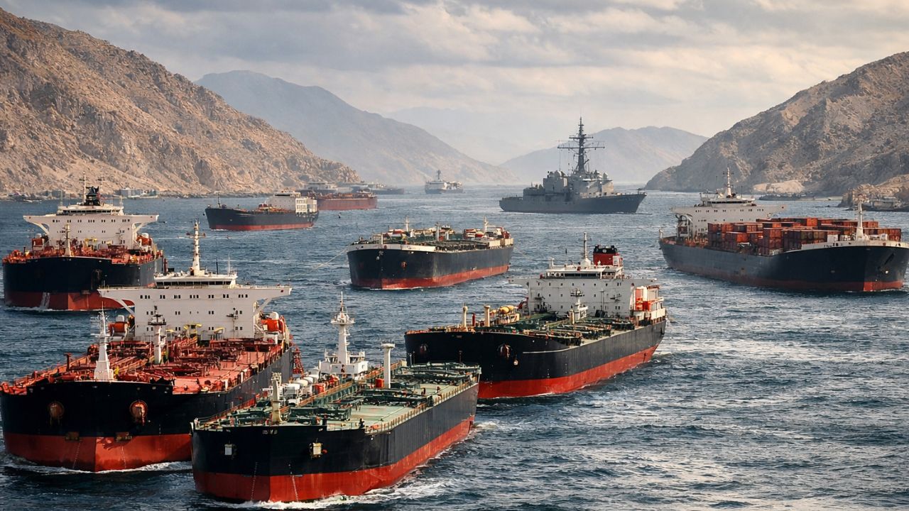 Crise no Estreito de Ormuz paralisa navios e petroleiros após escalada militar dos EUA no Oriente Médio e ameaça fluxo global de petróleo.