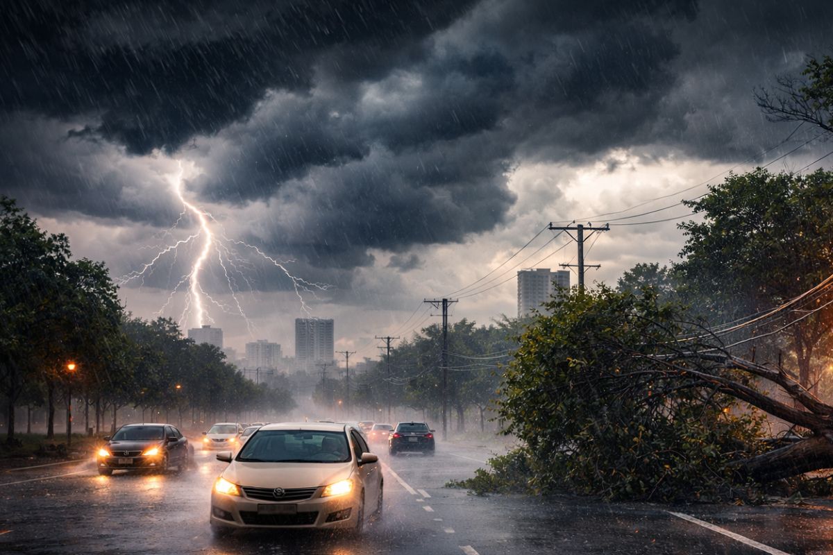 Frente fria traz chuva forte, temporais, alagamentos e tempo instável em várias regiões; alerta cresce no Sudeste, Centro-Oeste e Sul.