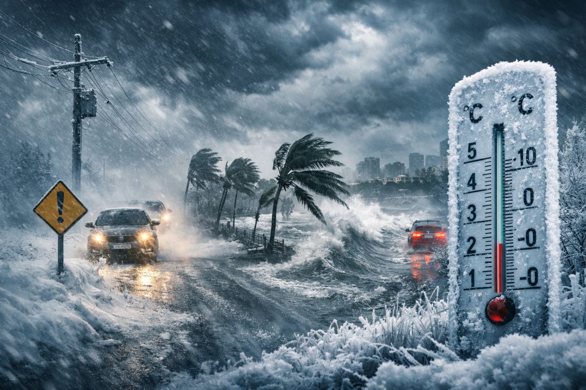 Frente fria provoca chuva intensa e instabilidade atmosférica com cavado atmosférico; alerta laranja indica risco de temporais em várias regiões do Brasil.