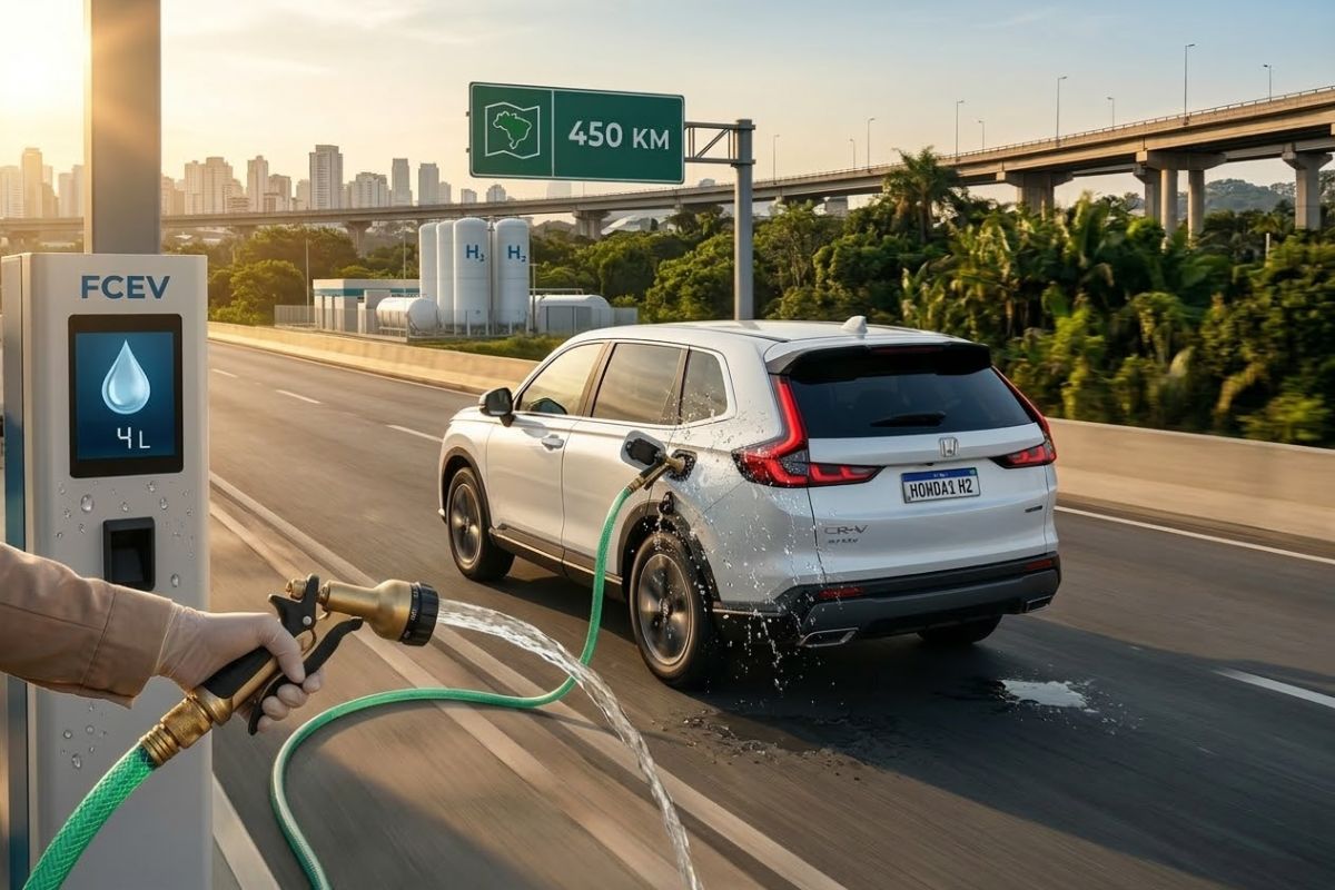 CR-V movido a hidrogênio da Honda chega ao Brasil com hidrogênio verde, gera eletricidade, roda cerca de 450 km e expõe o desafio de levar essa tecnologia limpa além da fase de testes.
