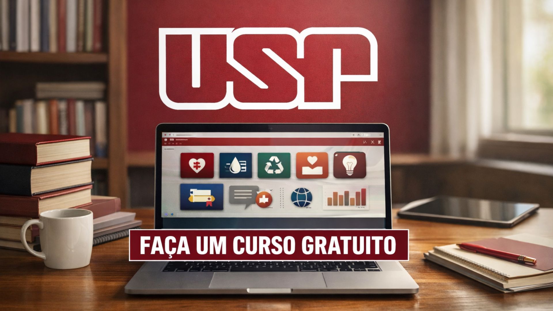 USP e UFSC abrem 9 cursos gratuitos 100% online com certificado. Inscrições abertas para todo o Brasil em temas como saúde, saneamento e economia circular.