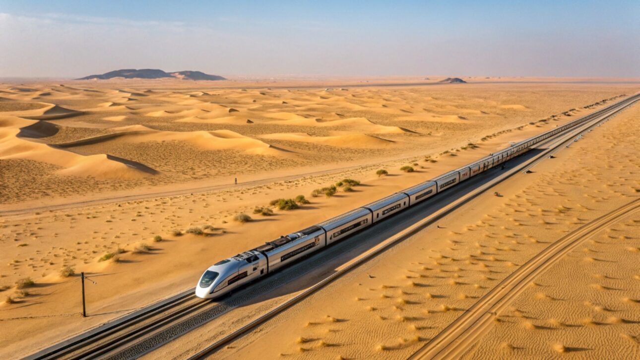 Saudi Arabia removes 150 million m³ of sand and builds high-speed railway of 450 km between Mecca and Medina in the middle of the desert.
