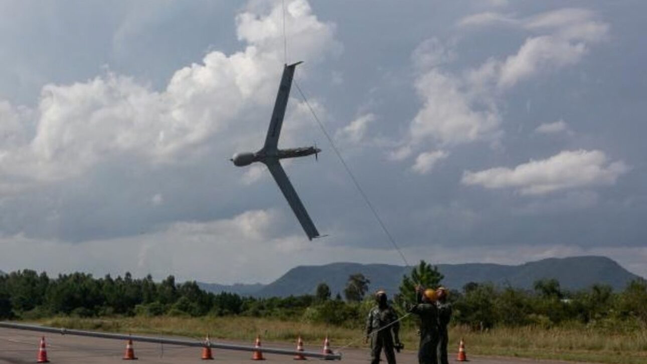 More than 300 military personnel participate in an exercise at the Santa Maria Air Base with drones, FAB fighters, armored vehicles, and multidomain warfare simulation.