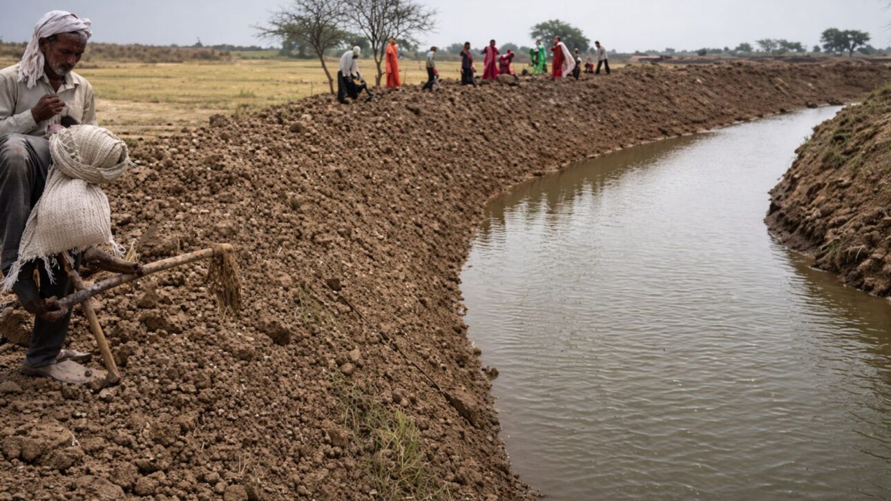 Thousands of workers reopen 23 km of the Noon River in India after the bed disappeared under mud and vegetation, making the project an environmental model.