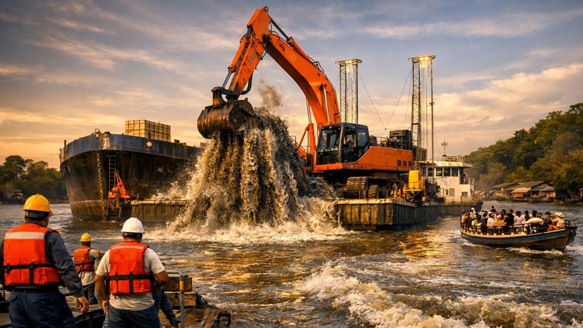 Dragagem de rios recupera profundidade de hidrovias no Norte, melhora a navegação e ajuda a garantir abastecimento para comunidades ribeirinhas.
