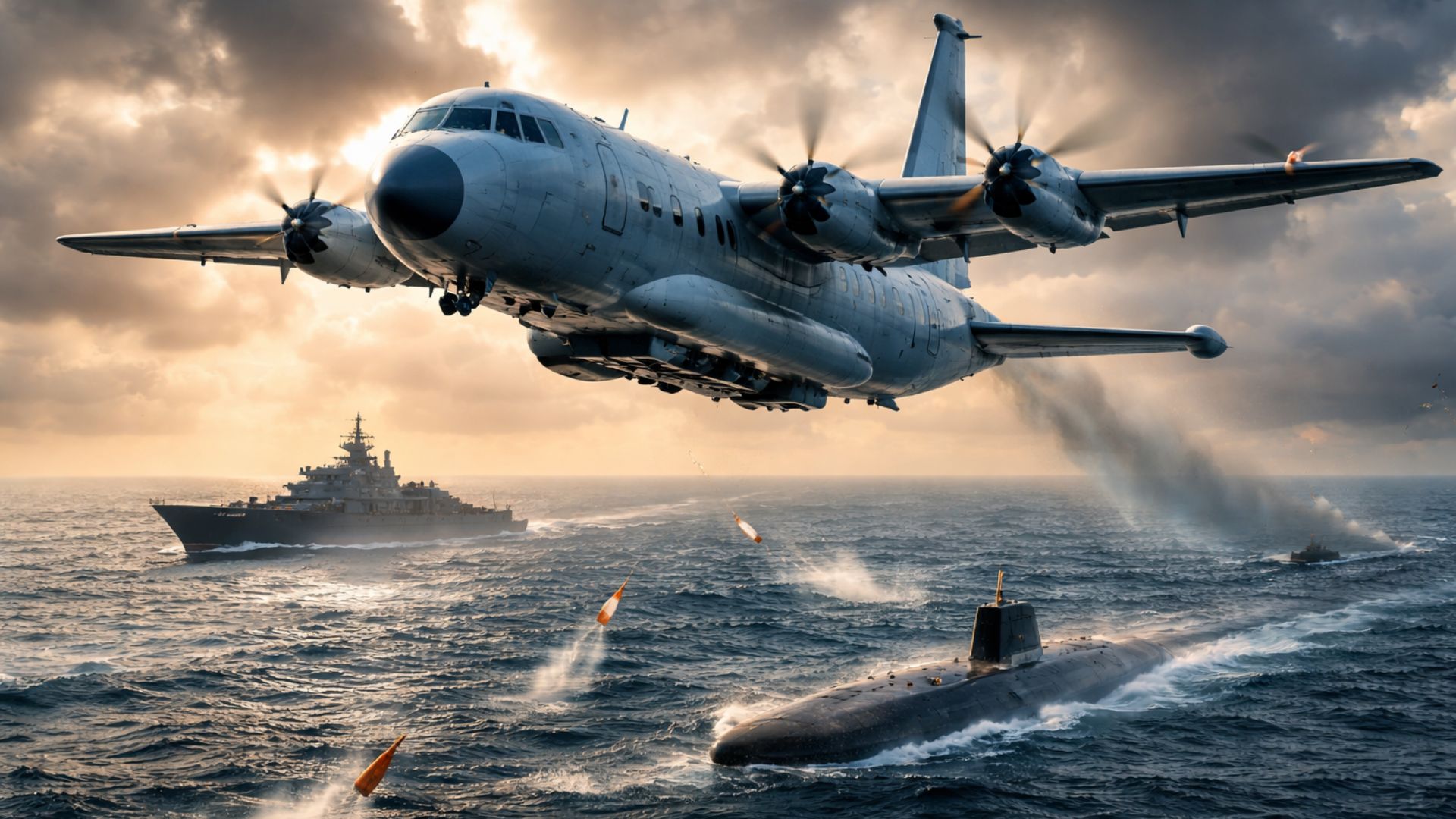 Conheça o KQ-200, avião antissubmarino da China equipado com radar, sonoboias e detector magnético para localizar submarinos no Pacífico.