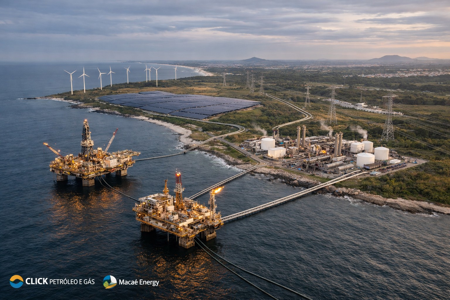 Integração energética entre plataformas offshore, gasodutos, linhas de transmissão e energias renováveis discutida no Macaé Energy 2026