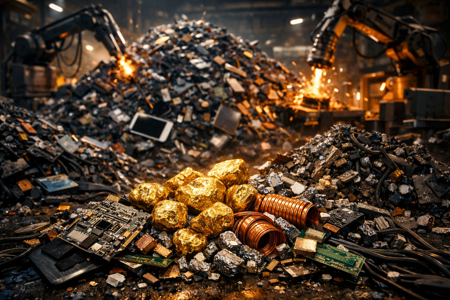 Com 62 milhões de toneladas de lixo eletrônico geradas em apenas um ano e metais avaliados em US$ 91 bilhões escondidos dentro de celulares, computadores e cabos descartados, refinarias especializadas estão transformando sucata digital em ouro, cobre e terras-raras numa nova forma de mineração urbana