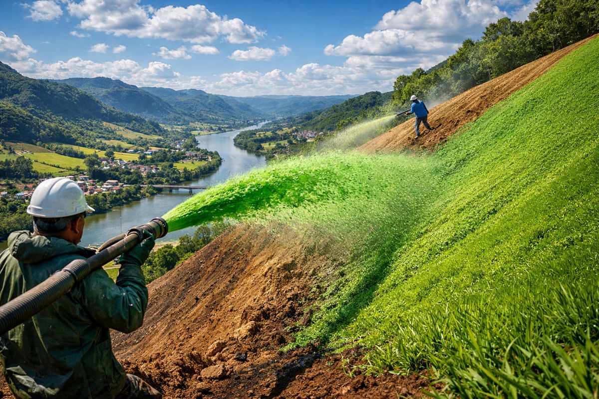 Mais barata que a leiva, grama líquida chega ao Vale do Taquari, facilita a cobertura de taludes e terrenos inclinados e deixa a área verde em poucas semanas