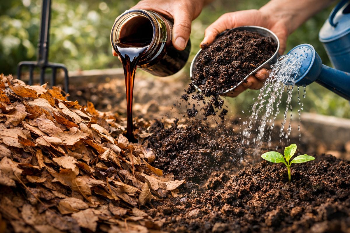 Com compostagem acelerada, folhas secas viram solo fértil, reduzem fertilizantes químicos e fortalecem hortas e jardins.
