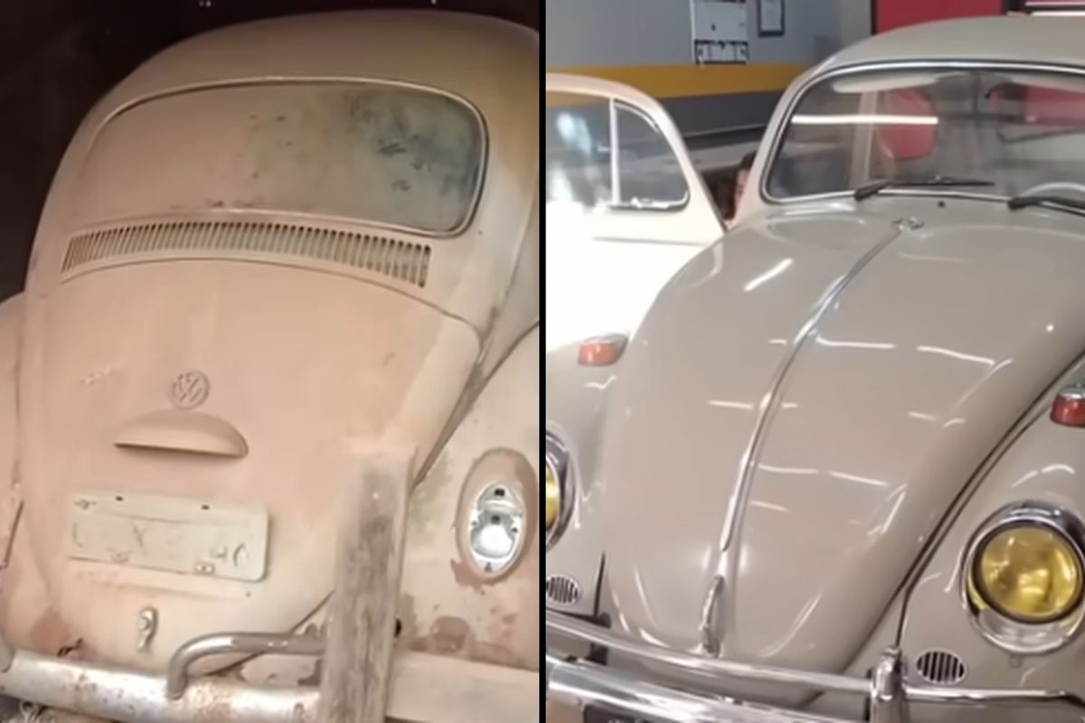 Mulher resgata Fusca 1970 abandonado há quase 20 anos em casa fantasma, desmonta peça por peça, refaz motor, elétrica e pintura e transforma carro esquecido em clássico (1)
