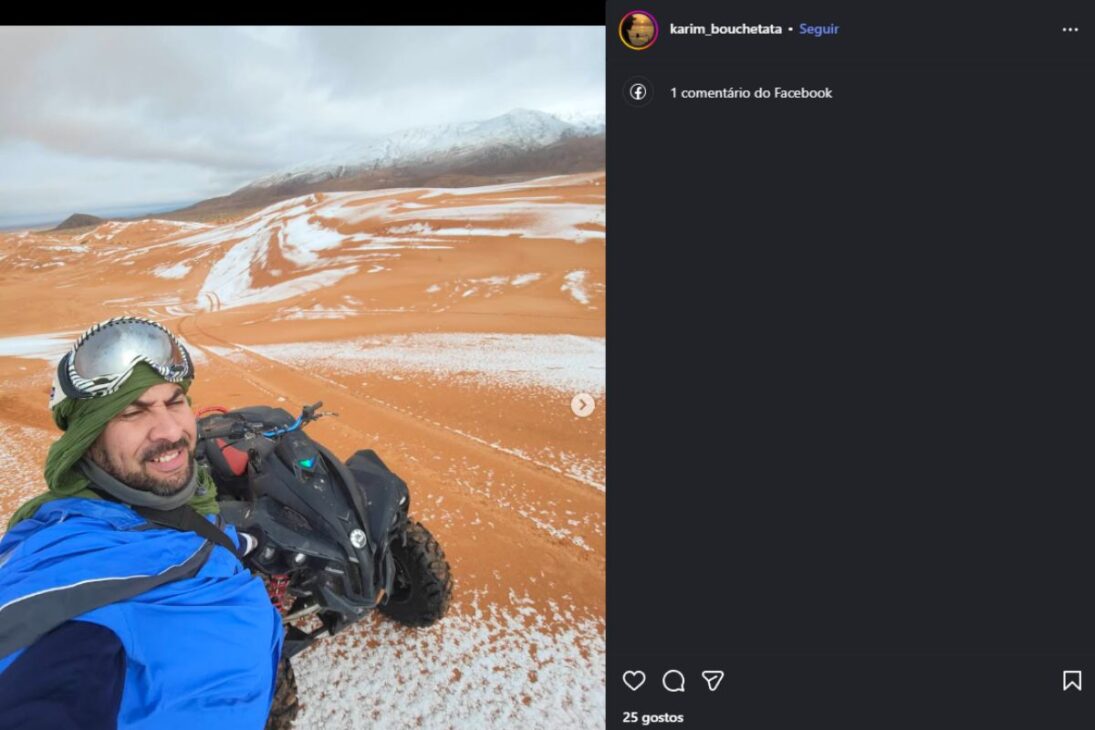 Sahara, snow, Ain Sefra, desert and dunes unite in a rare phenomenon that transformed the landscape of Algeria.