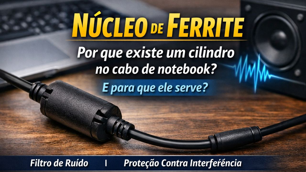 Descubra para que serve o núcleo de ferrite no cabo de notebook e como ele protege dispositivos contra interferência eletromagnética.