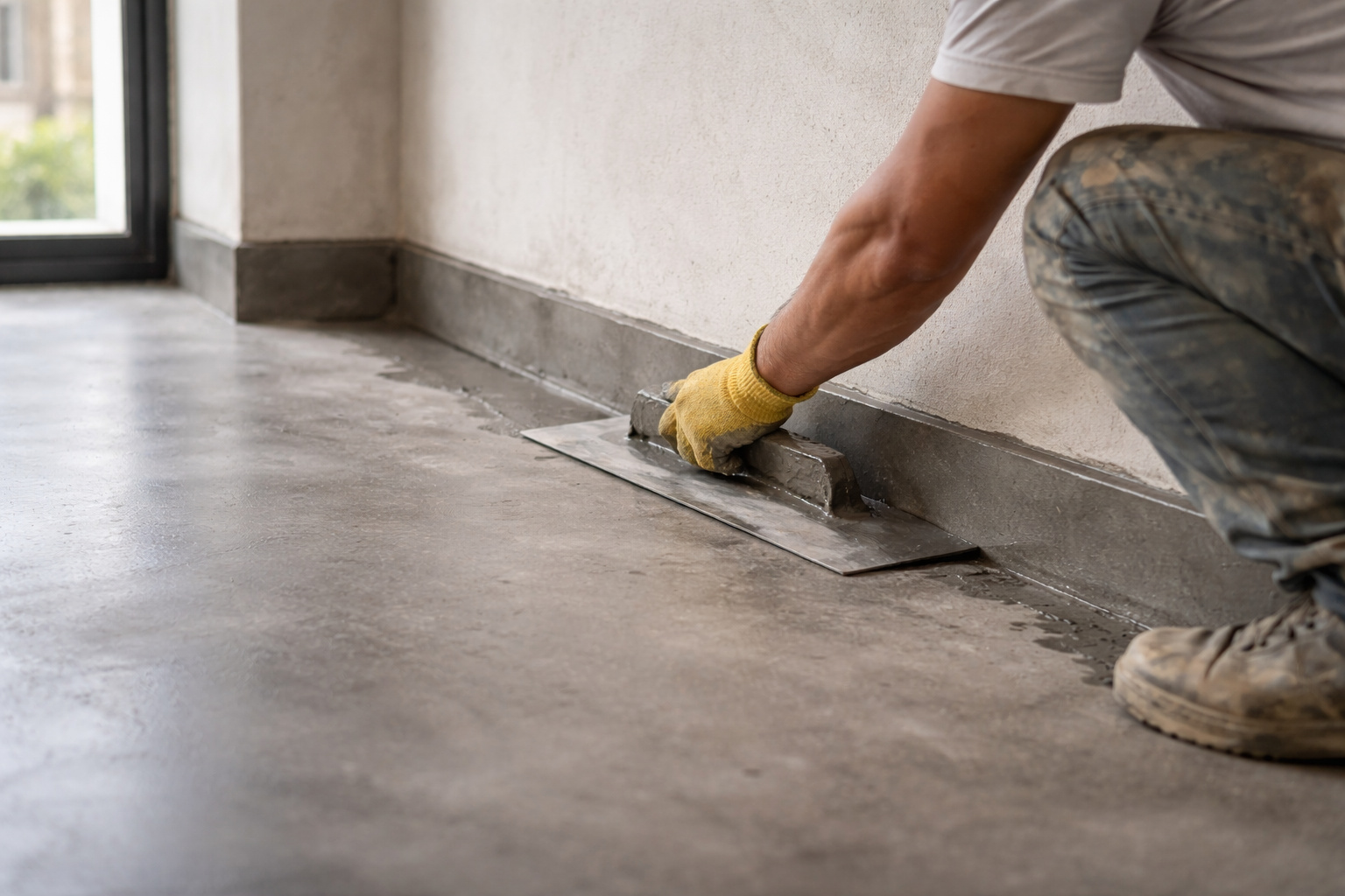 Rodapé de cimento queimado por menos de R$ 3 o metro: morador substitui gesso e MDF de R$ 25 com filete de argamassa desempenada e entrega acabamento industrial que virou tendência na decoração