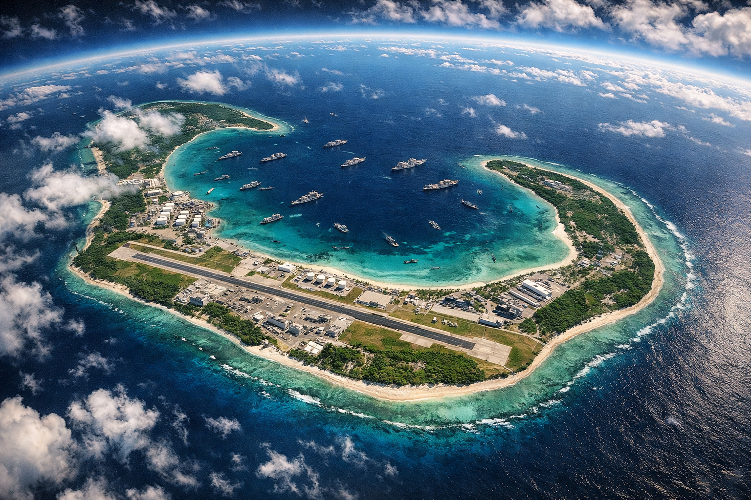 Com pista de 3,6 km capaz de operar bombardeiros B-52, reservatório de 213 mil m³ de combustível, 20 navios de pré-posicionamento e 100 poços de água doce numa ilha de apenas 30 km² no meio do Oceano Índico, a base de Diego Garcia funciona desde 1971 como a única grande instalação militar permanente dos EUA na região