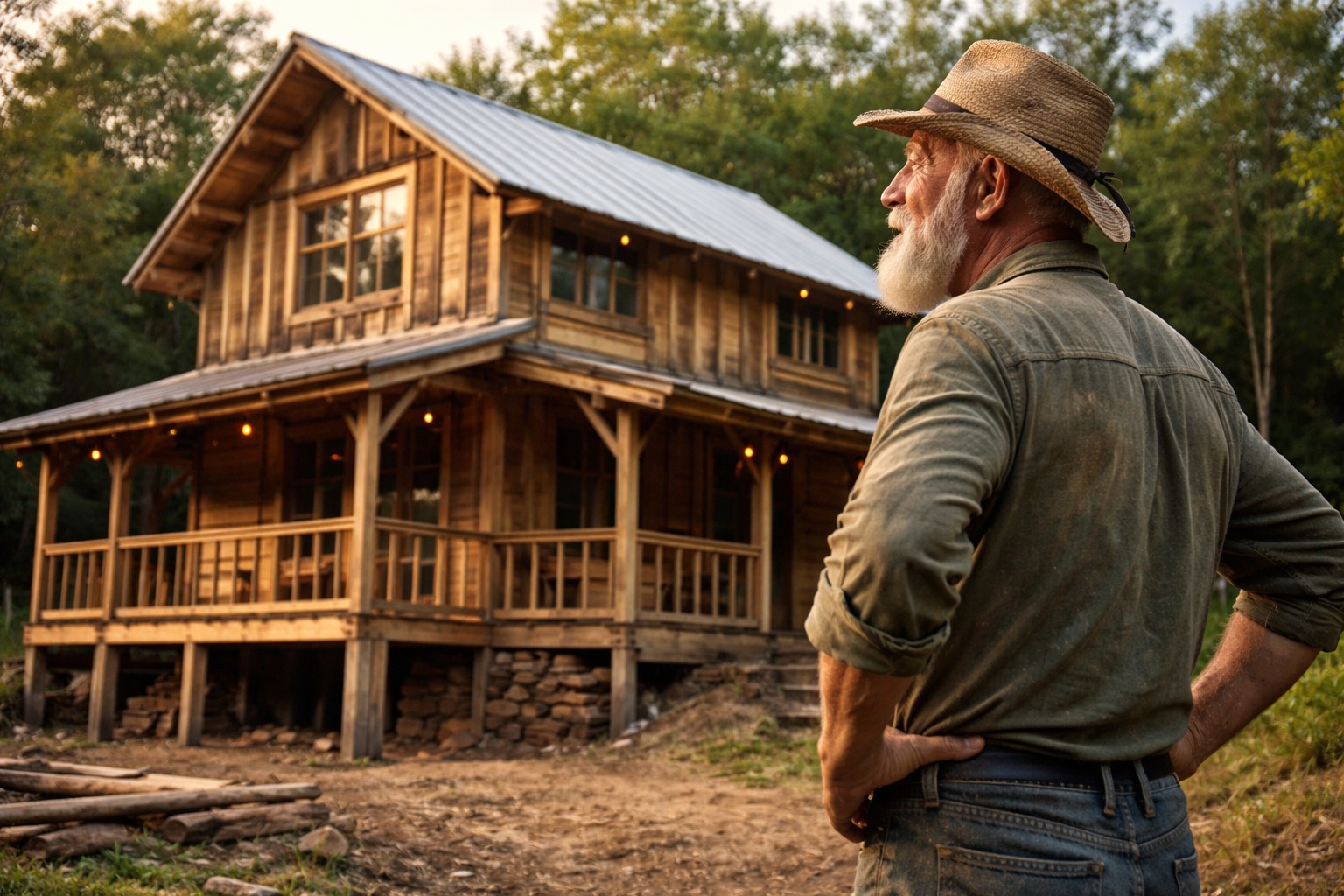 Casa, madeira, Idoso