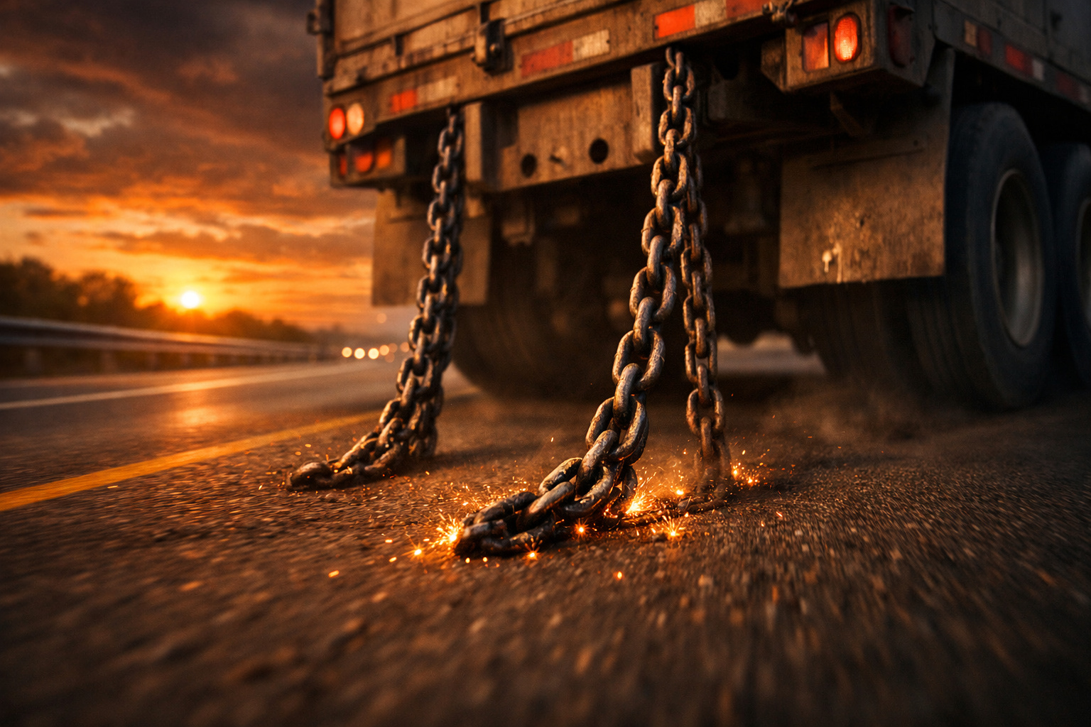 Quase ninguém sabe para que servem as correntes penduradas na traseira dos caminhões: esse detalhe aparentemente estranho não está ali por acaso e tem uma função de segurança que surpreende até quem dirige nas estradas