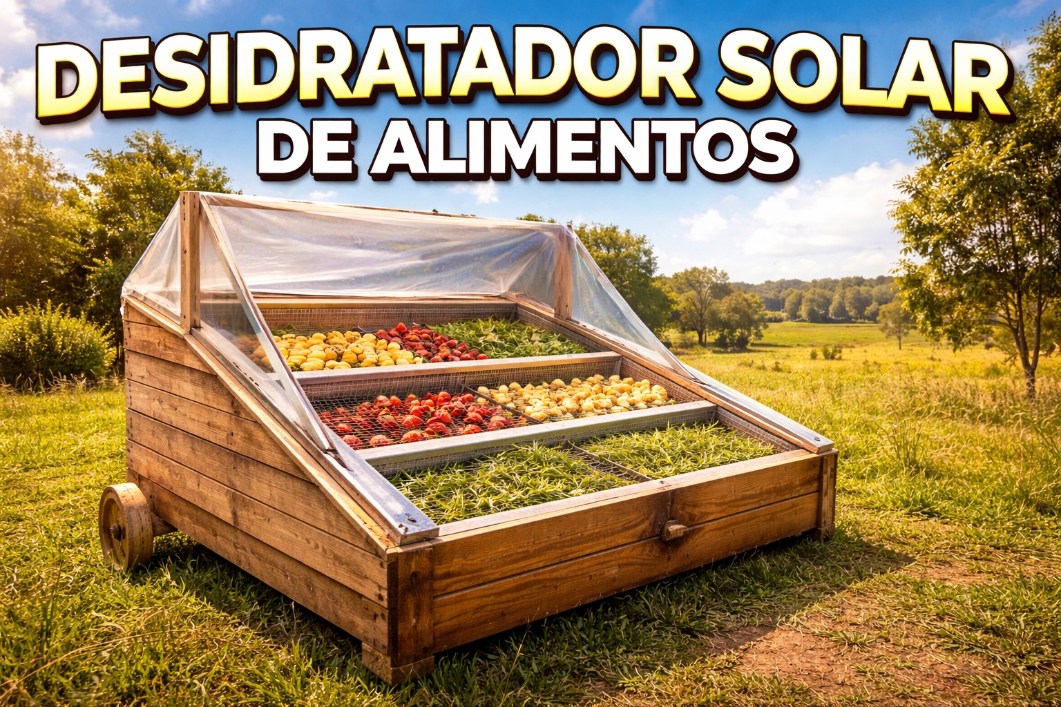 Fim do desperdício na colheita: produtor rural monta secador solar com caixote de madeira, tela e plástico transparente por menos de R$ 120 que desidrata até 5 kg de frutas ou ervas em 2 dias sem energia e permite conservar alimentos por até 12 meses