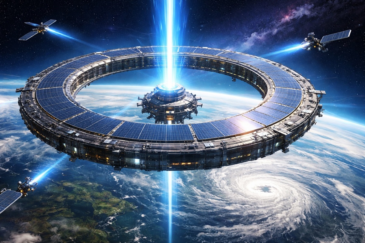 Descubra o banco de energia espacial da China, parte do projeto Zhuri, com teste orbital programado para 2030.