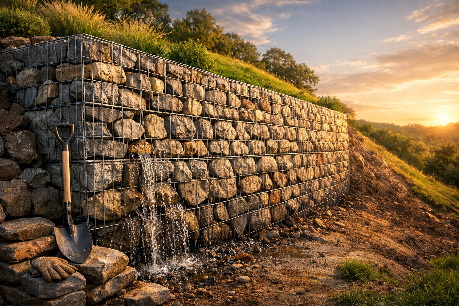 Esqueça o muro convencional: sistema de gabiões com pedras pode durar mais de 100 anos, drena água naturalmente e suporta toneladas de pressão em encostas e jardins