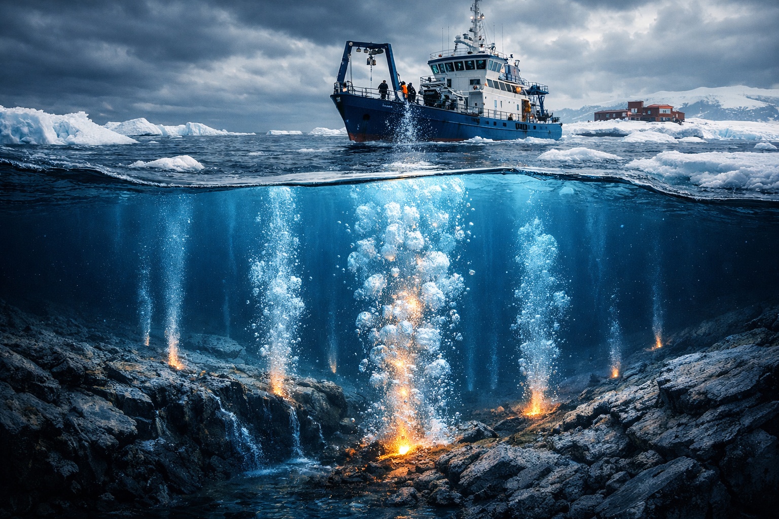 Cientistas detectam mais de 40 novas fontes de metano no Mar de Ross, na Antártida, em áreas monitoradas há décadas sem registros anteriores, e gás com potencial de aquecimento até 80 vezes maior que o CO₂ emerge entre 5 e 240 metros de profundidade e acende alerta sobre possível ponto de não retorno climático