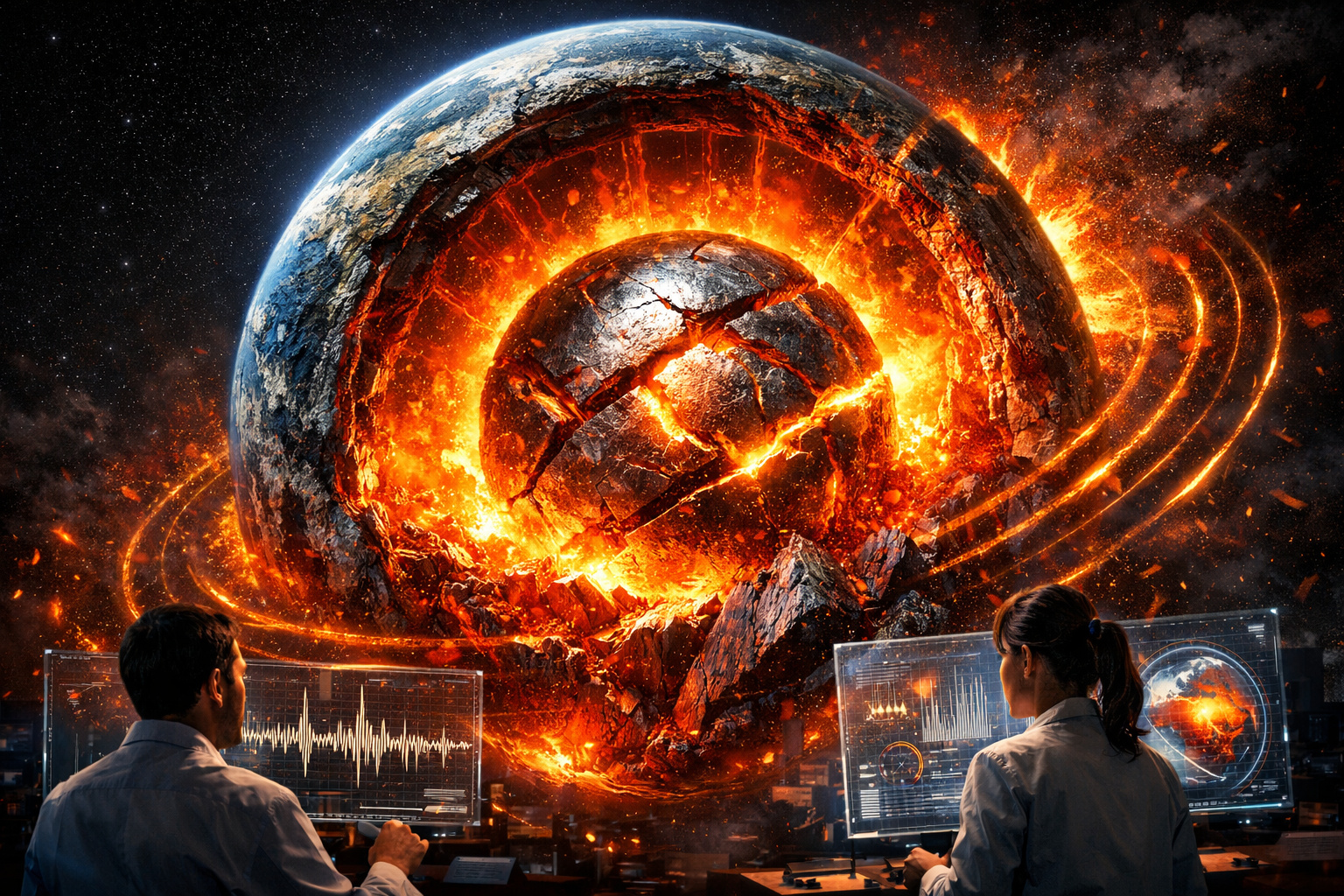 Quando geofísicos confirmaram, em 2024, que o núcleo interno da Terra havia invertido a direção de rotação, a descoberta já era extraordinária, mas um segundo estudo, publicado em fevereiro de 2025, revelou algo ainda mais inesperado: além de girar ao contrário, o núcleo está mudando de forma, deformando sua superfície em movimentos que lembram deslizamentos de terra a 5.000 quilômetros abaixo dos nossos pés