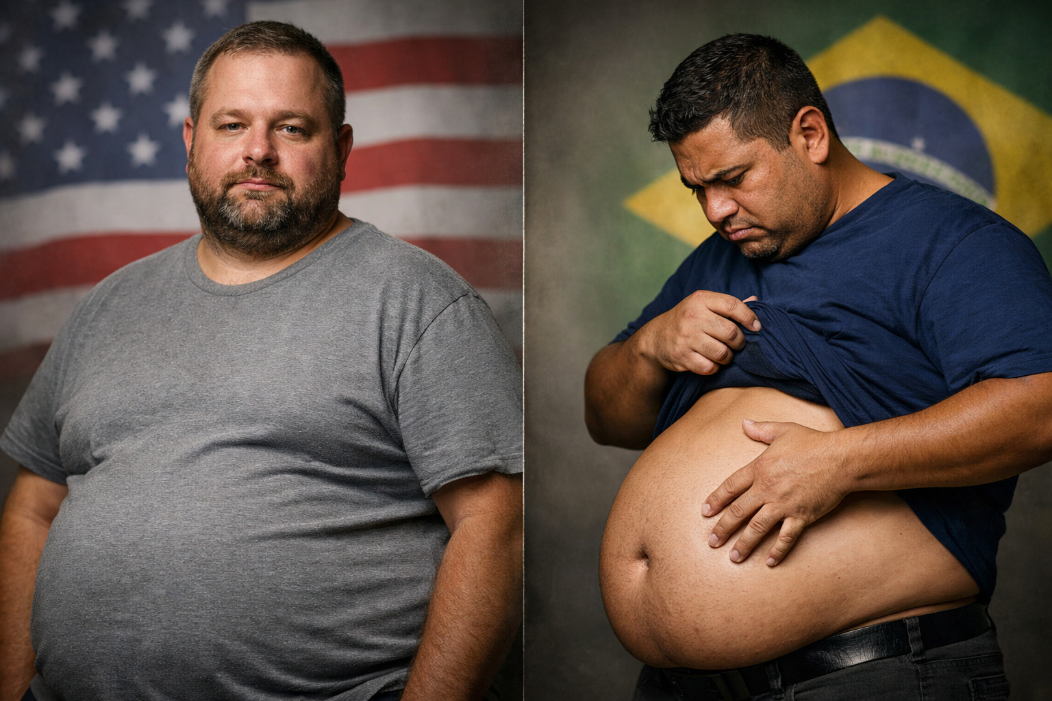 mesa com ultraprocessados e alimentos naturais ilustrando aumento da obesidade no Brasil