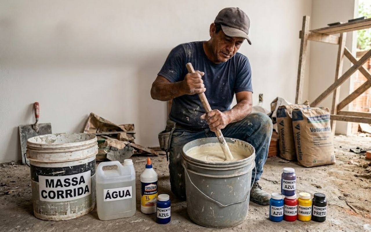 Descubra como fazer tinta caseira com massa corrida, água e cola, a mistura econômica de cerca de R$ 80 que vem sendo usada para pintar paredes internas.