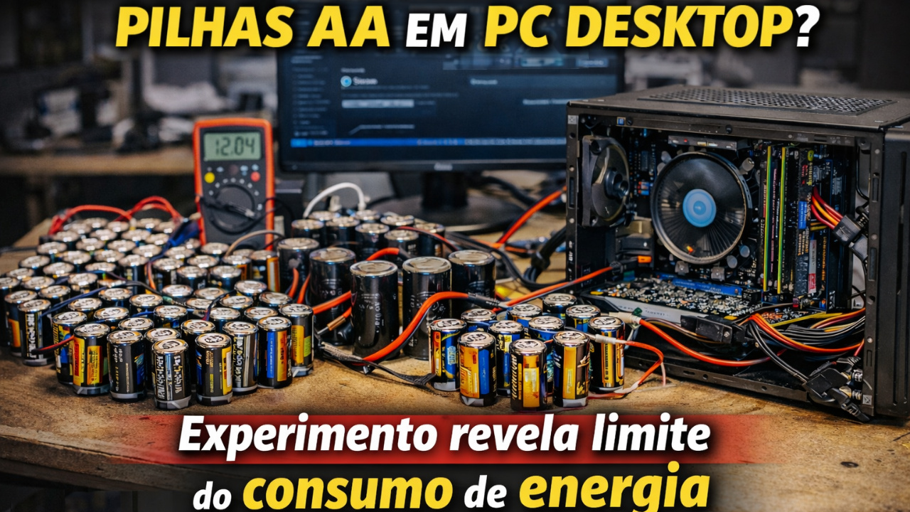 Experimento com pilhas AA mostra se é possível alimentar um computador desktop e revela limites reais do consumo de energia