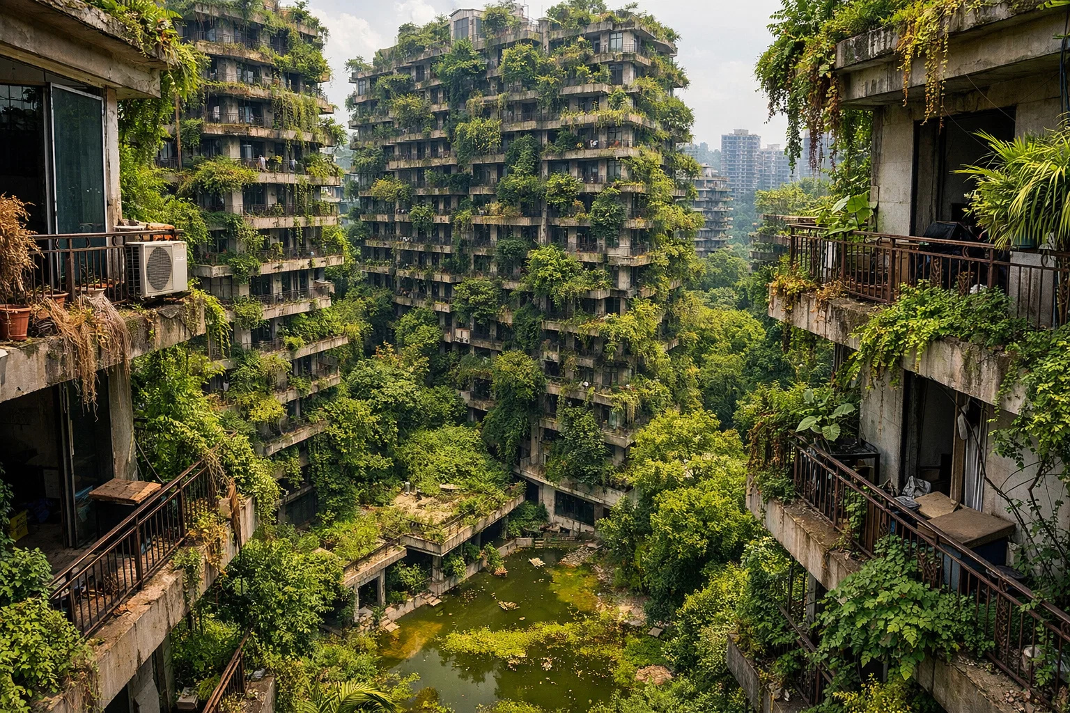 projeto de floresta vertical com 826 apartamentos na China enfrenta abandono após crescimento desordenado da vegetação