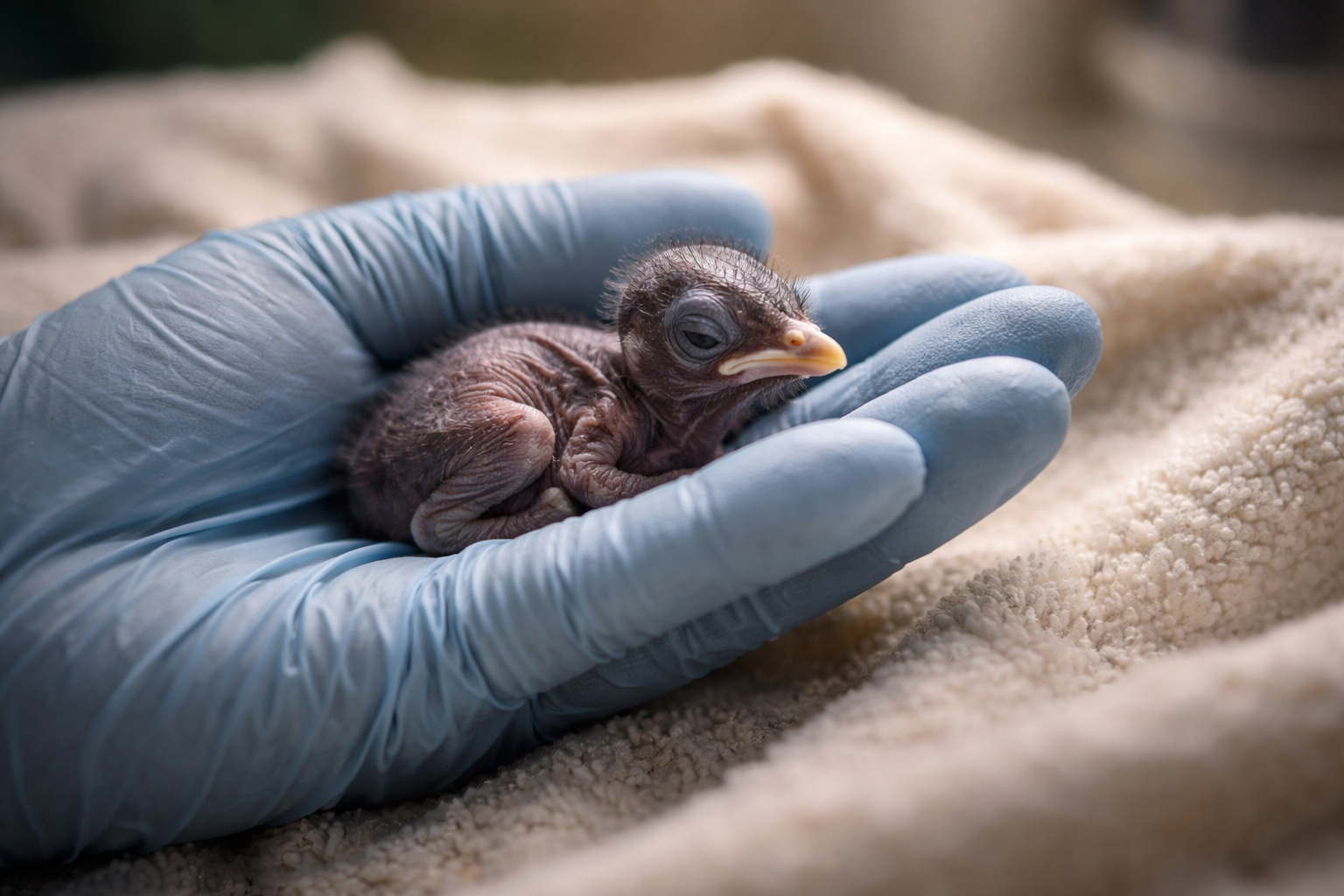 Biólogos resgatam ovos e filhotes de aves em árvore danificada na Califórnia.