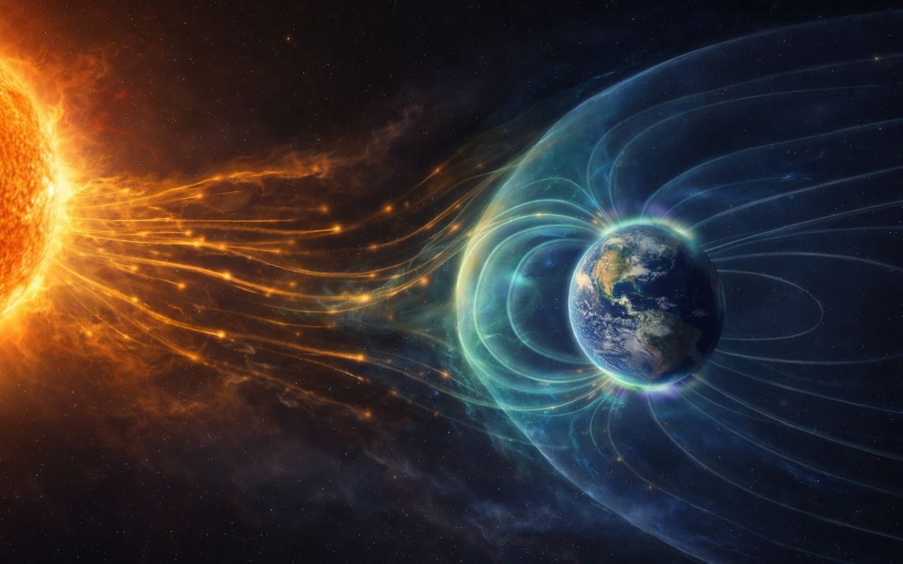 Mesmo sob ataque constante do Sol, a Terra conta com um escudo invisível que desvia partículas solares, reduz impactos do clima espacial e protege a vida e a tecnologia.