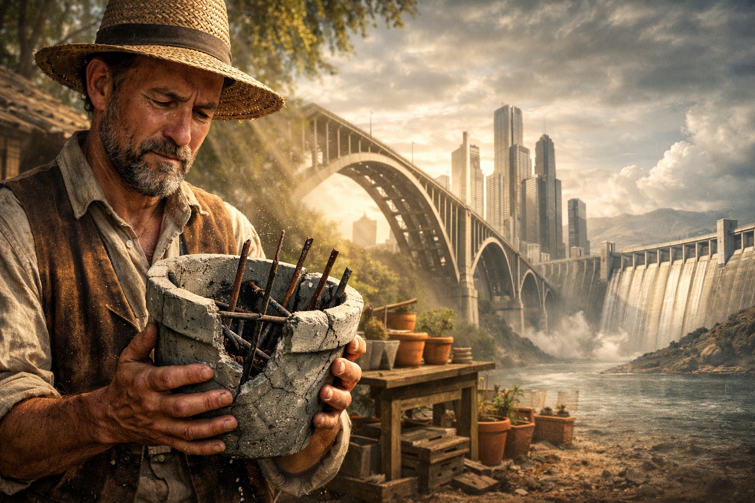 O concreto armado nasceu quando um jardineiro francês reforçou vasos de plantas com barras de ferro em 1867 e criou o princípio estrutural que hoje sustenta pontes, prédios e barragens no mundo inteiro